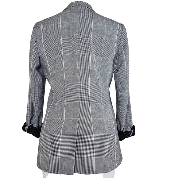 7th Avenue Design New York and Company Plaid Black White Blazer Women's Size 4 - Picture 3 of 16